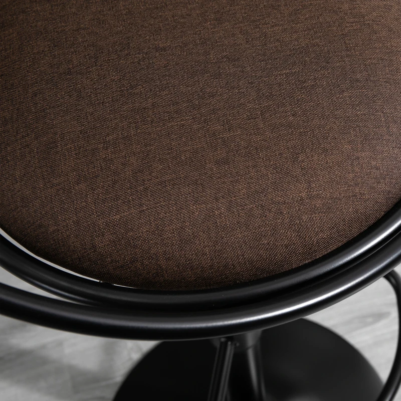HOMCOM Set 2 Sgabelli da Bar Girevoli con Schienale e Poggiapiedi in Metallo, Altezza Regolabile e Seduta Imbottita per Soggiorno e Cucina , Marrone 51x46x78-100cm
