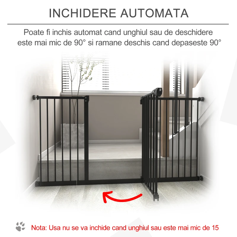 PawHut Gard Caini – 3 Prelungiri, 152,3 cm, Cu inchidere Automata