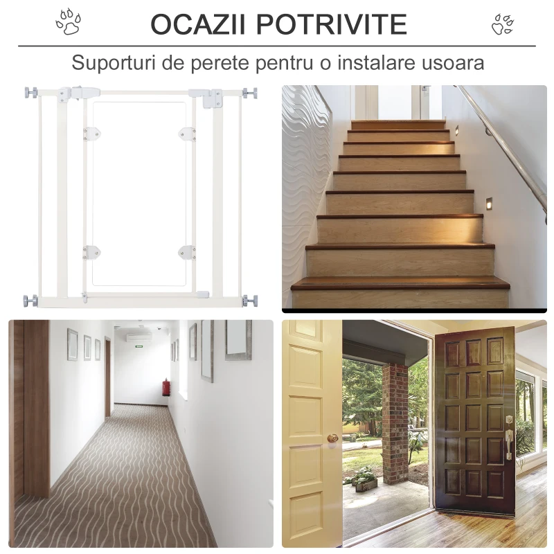 PawHut Gard pentru Caini Inchidere Automata Latime Reglabila Pana la 80cm