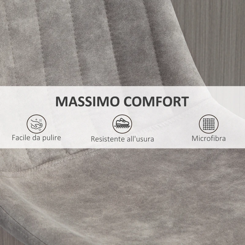 HOMCOM Set 2 Sgabelli da Bar con Schienale, Poggiapiedi e Altezza Regolabile Stile Industriale, Grigio