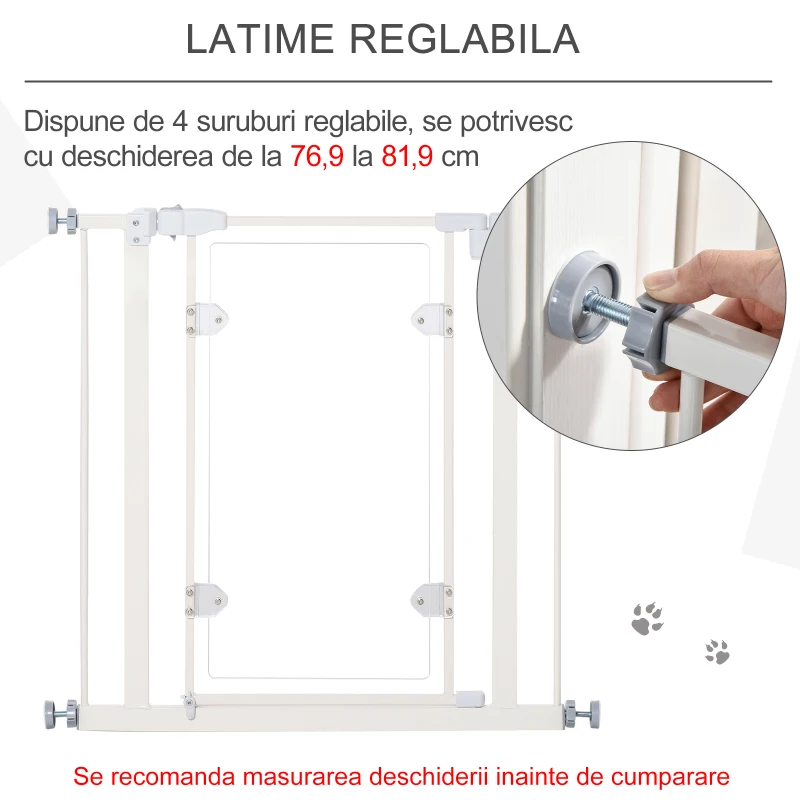 PawHut Gard pentru Caini Inchidere Automata Latime Reglabila Pana la 80cm
