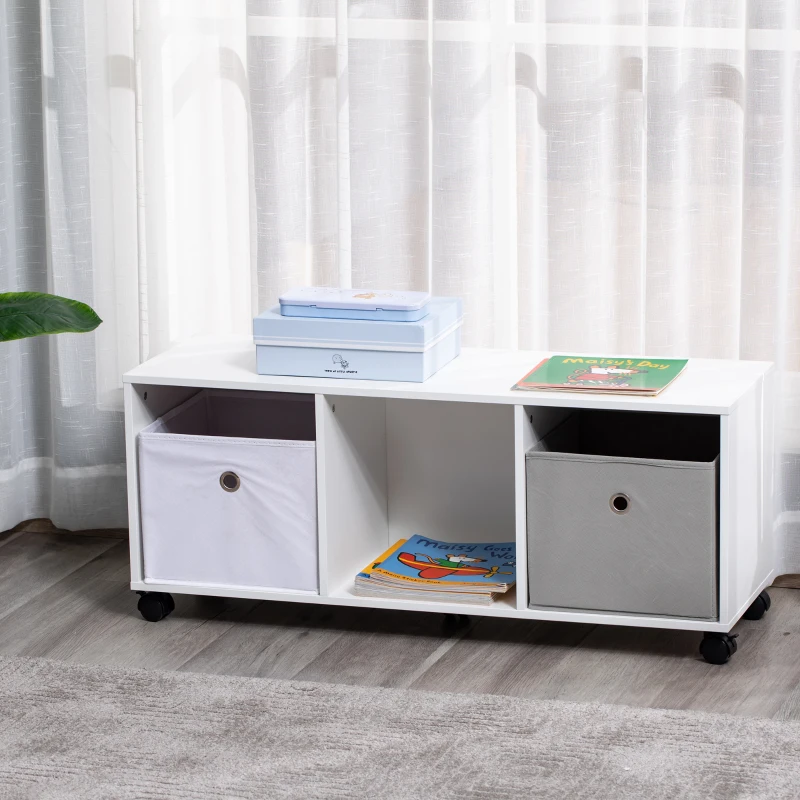 HOMCOM mobilier depozitare jucarii, 90x30x37.9cm alb