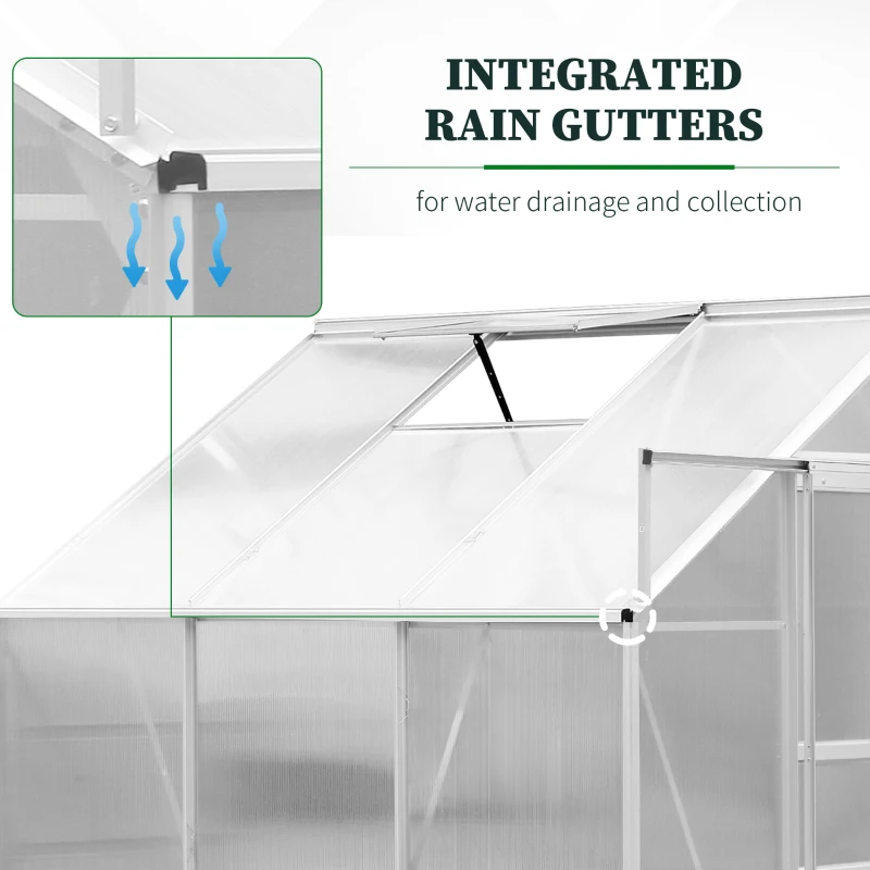 Outsunny 6 x 4FT Aluminum Lean to Greenhouse Garden Sun room Warm House Enclosure with Sliding Door and Top Window