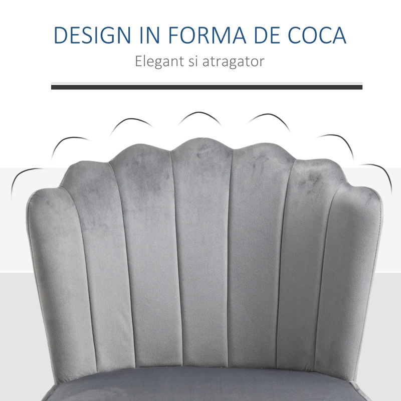 HOMCOM set 2 scaune capitonate, 57x58x88cm, gri