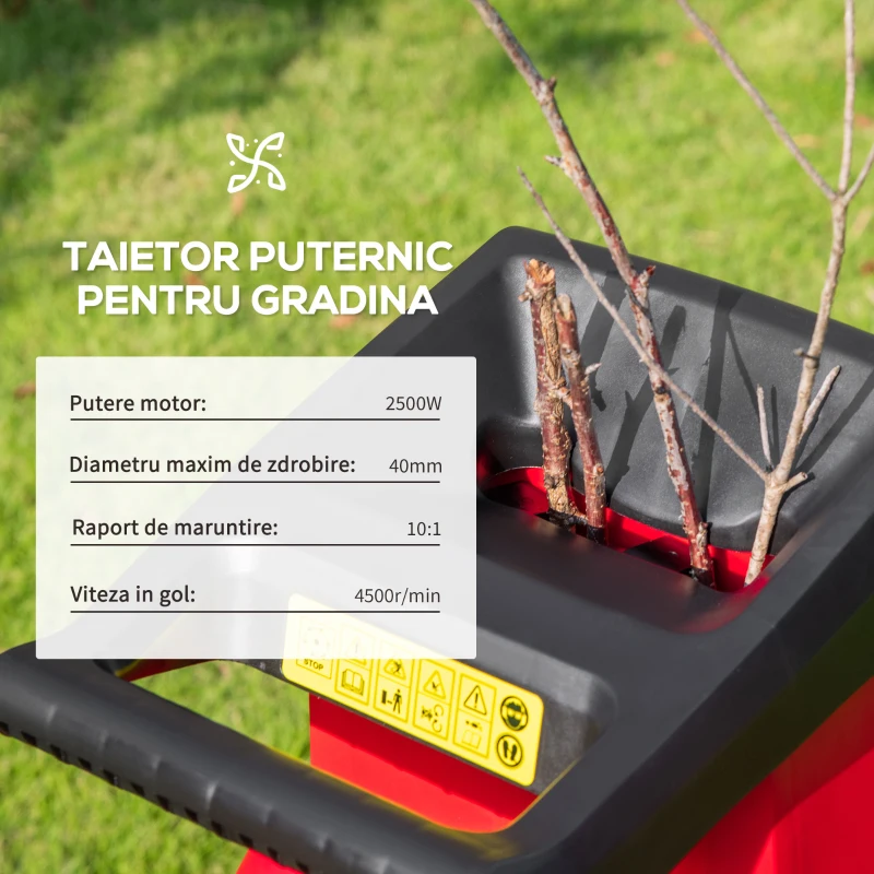 Outsunny biotocator electric cu sac si lopata 40x34x89cm, rosu