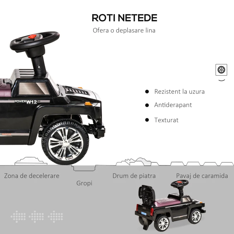 HOMCOM masina pentru copii, cu volan, 68x30.5x41.5 cm, negru