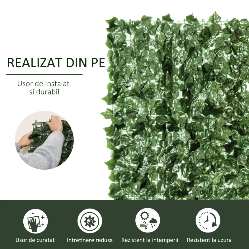 Outsunny Gard Artificial 240×100 cm – Rulou Verde inchis Anti‑UV(m-4)