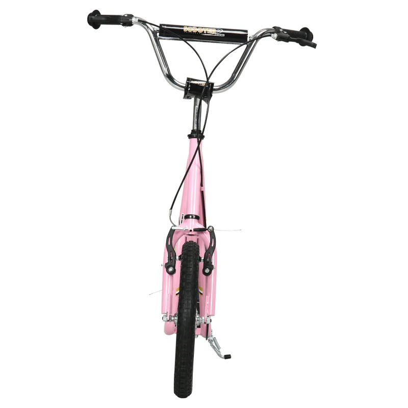 HOMCOM Trotinete para Crianças Min.5 Anos 2 Rodas com Duplo Freio e Guidão Ajustável Altura Adolecentes Adultos 135x58x92-100 cm Rosa