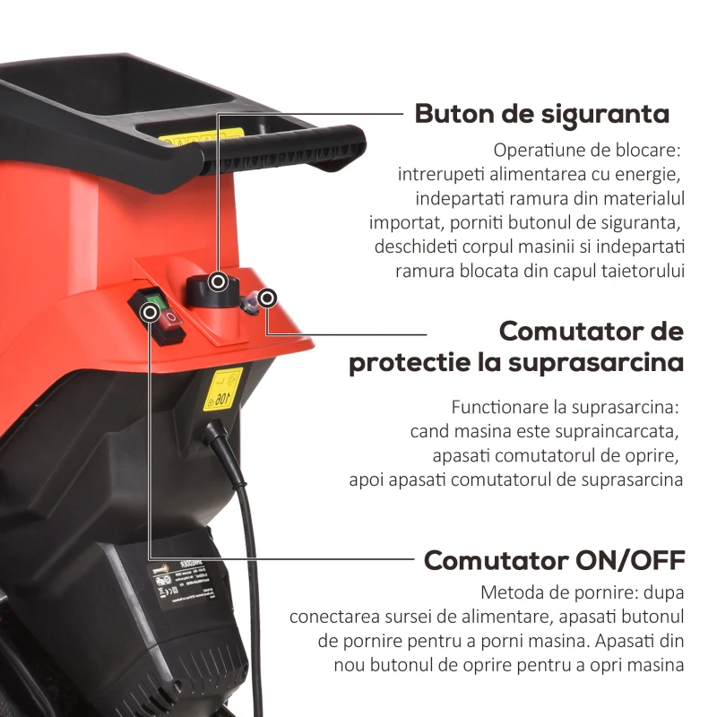 Outsunny biotocator electric cu sac si lopata 40x34x89cm, rosu