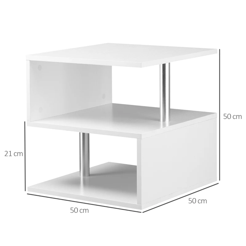 HOMCOM masuta living, lemn si fier, 50x50x50cm alb