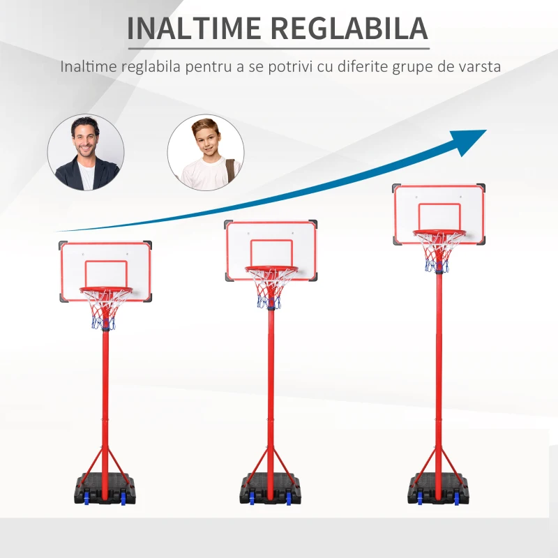 HOMCOM cos baschet, portabil, reglabil, 69x69x216-261,5 cm
