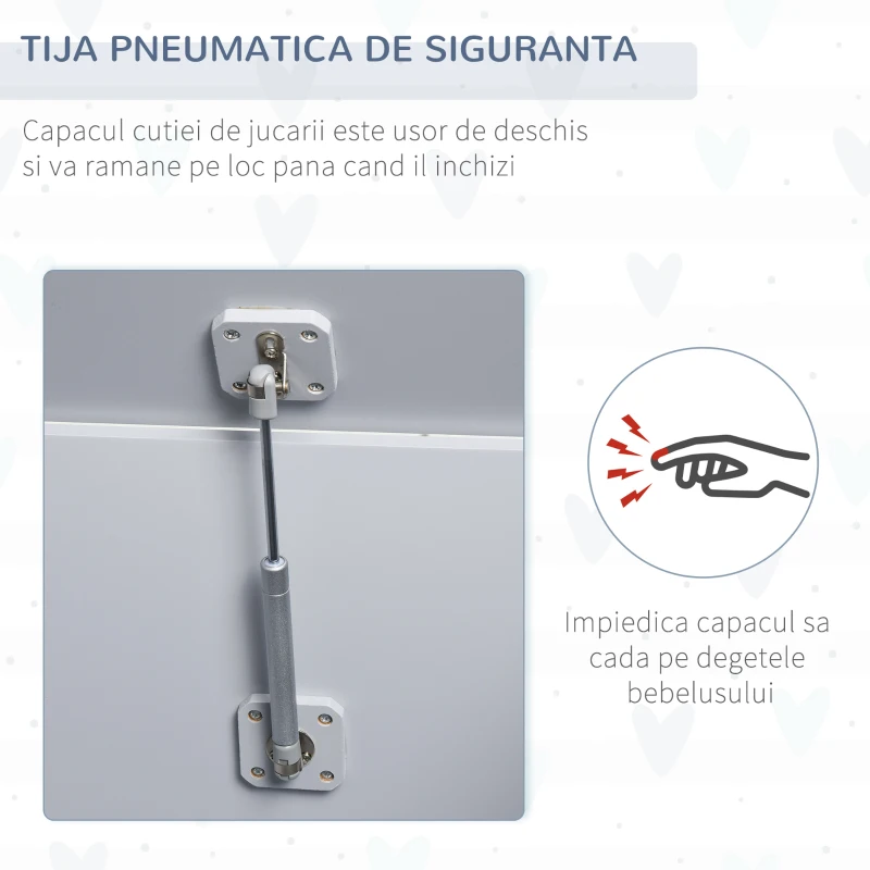 HOMCOM cufar din lemn, cu capac, 60x40x48cm, gri