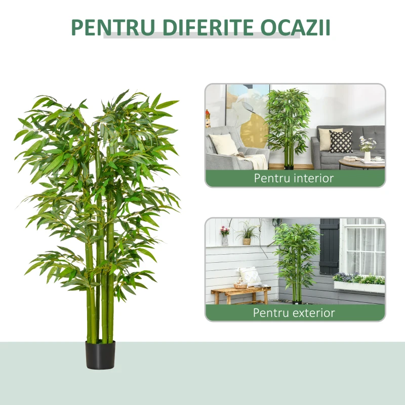 HOMCOM planta artificiala de bambus, cu ghiveci, 160cm, verde