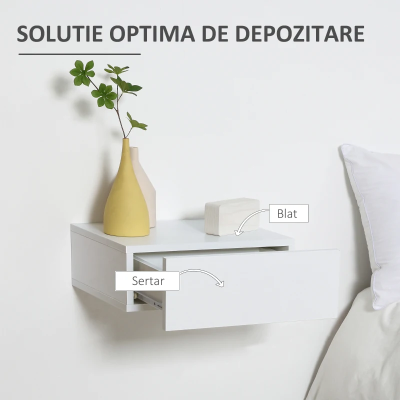 Homcom Set 2 Comode Suspendate – Alb Modern 40×30×15 cm