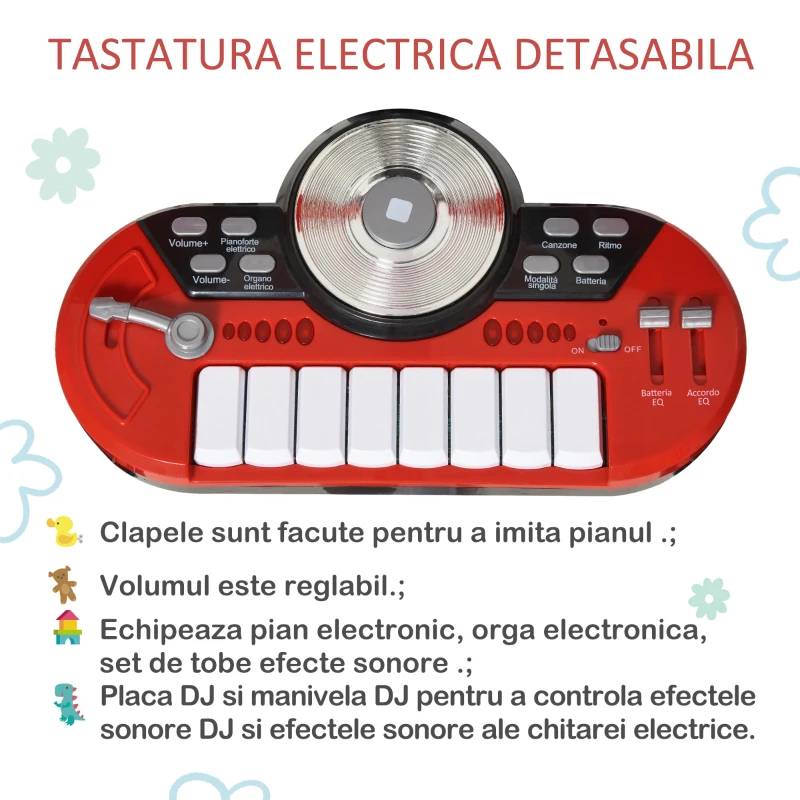 Homcom Set Toba Copii – Rosu, cu Microfon & Efecte Sonore