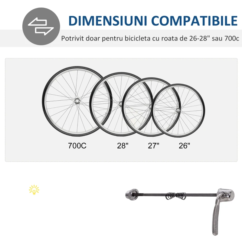 HOMCOM, suport pliabil pentru bicicleta si antrenament, argintiu