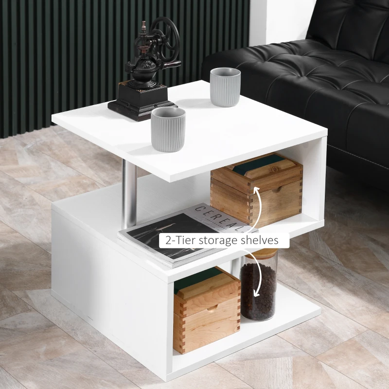 HOMCOM masuta living, lemn si fier, 50x50x50cm alb