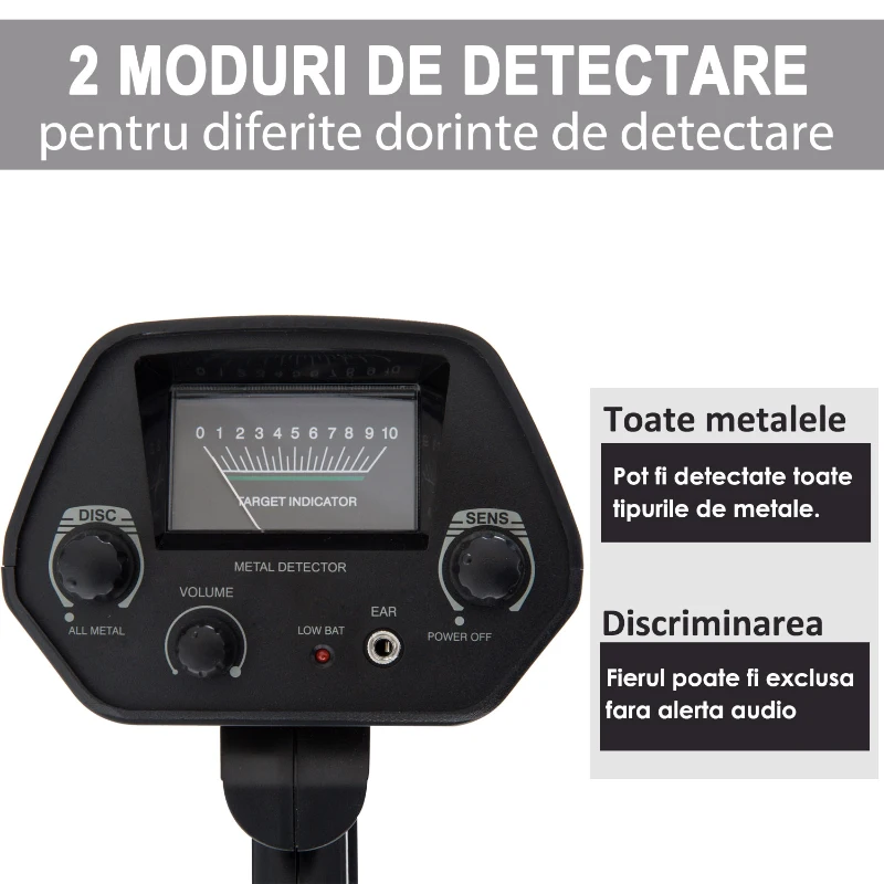 Outsunny Detector de Metal cu Bobina Impermeabila