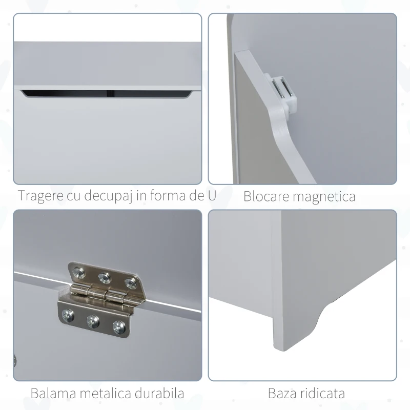 HOMCOM cufar din lemn, cu capac, 60x40x48cm, gri