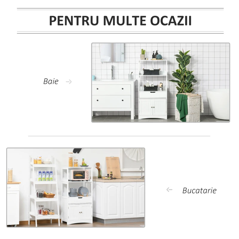 kleankin Dulap multifunctional cu rafturi, MDF, 60x30x122.5 cm, Alb(m-6)