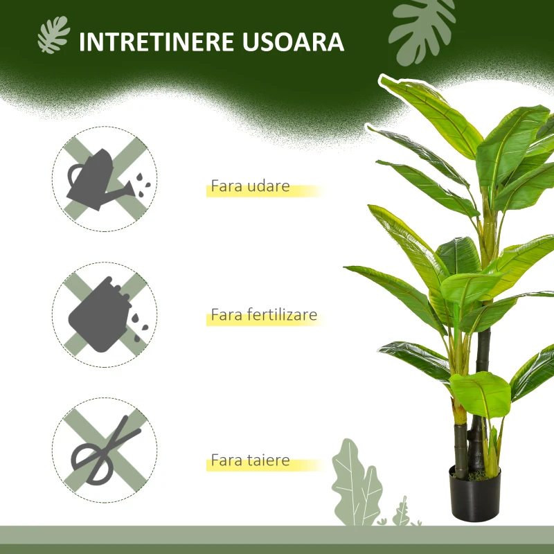 HOMCOM Bananier Planta in Ghiveci, Bananier Artificial, Planta Artificiala de Interior si Exterior, 150 cm(m-7)