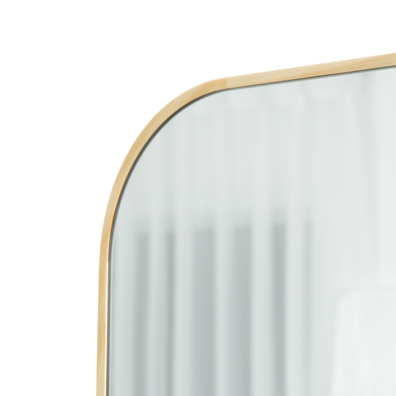 HOMCOM Wandspiegel mit Ablage, Rahmen aus Kiefernholz, 56 cm x 12 cm x 71,6 cm, Natur