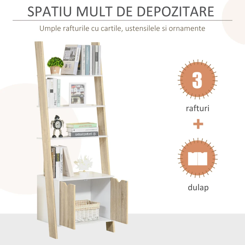 Homcom Biblioteca Stil Nordic Rafturi + Dulap