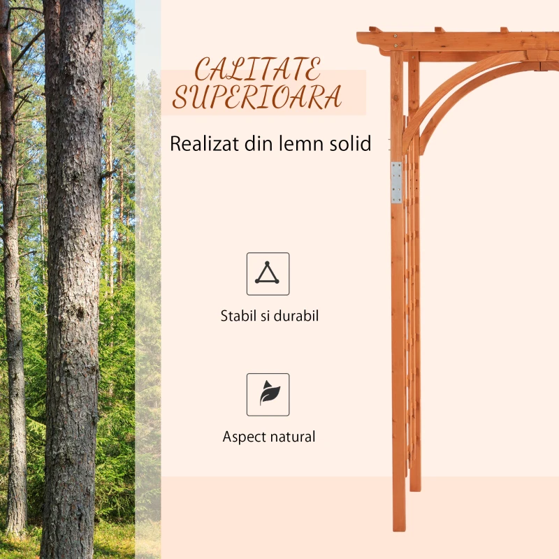 OutSunny Arc Palnte Cataratoare de Gradina din lemn, cu grila in partile laterale