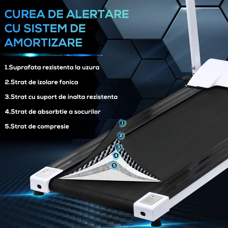 HOMCOM banda de alergat electrica, 10km/h 125x61x118 cm