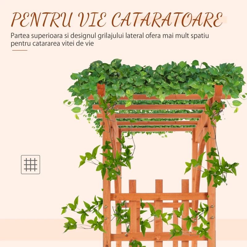 OutSunny Arc Palnte Cataratoare de Gradina din lemn, cu grila in partile laterale