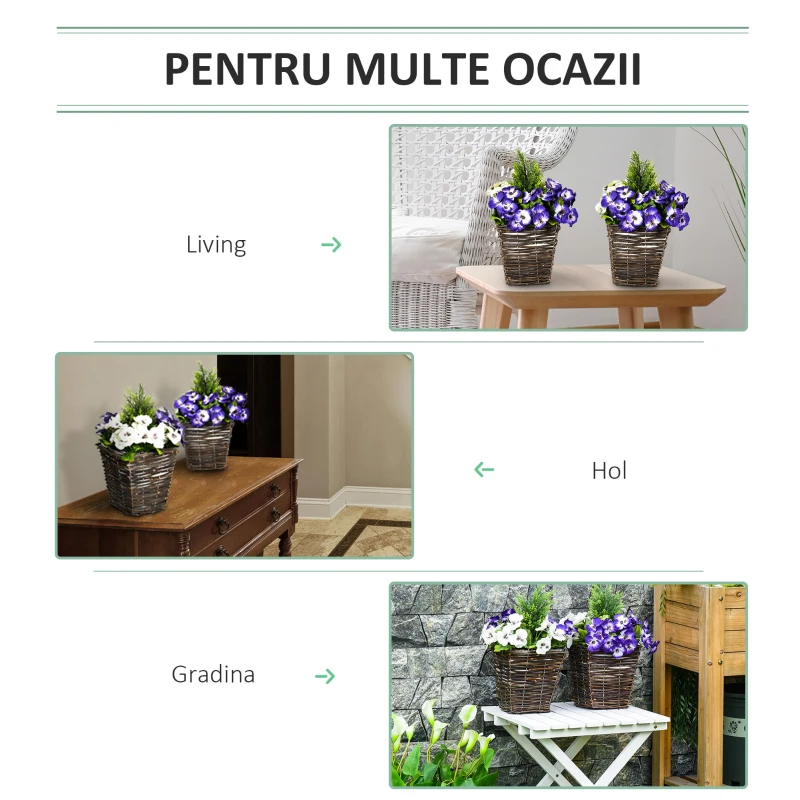 Outsunny ghiveci flori artificiale de Phalaenopsis, 26x26x45cm