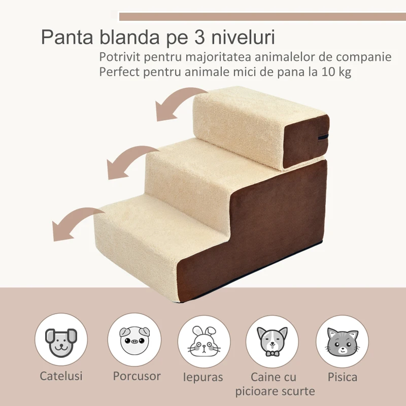 PawHut Scarisoara pentru Caini – 3 Trepte Moale & Antialunecare