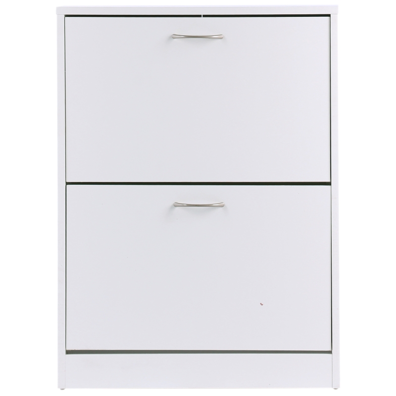 HOMCOM Schuhkipper Schuhschrank Schuhständer Schuhregal mit 2 Klappen 10–12 Paar Spannplatte Weiß 60 x 24 x 80 cm