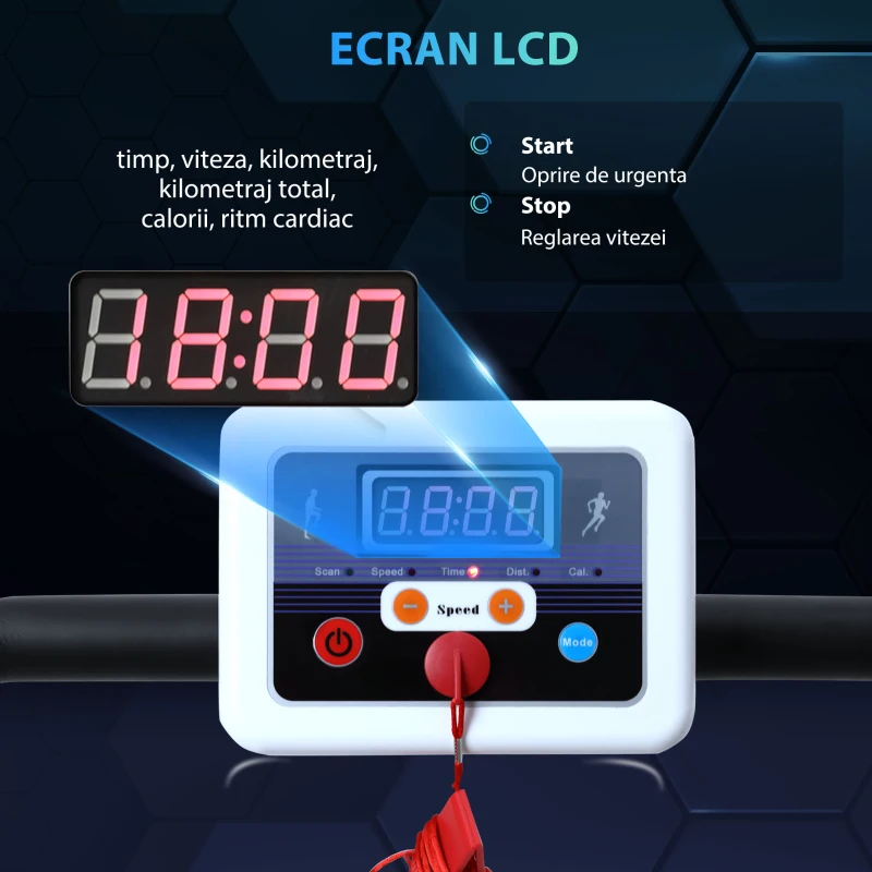 HOMCOM banda de alergat electrica, 10km/h 125x61x118 cm