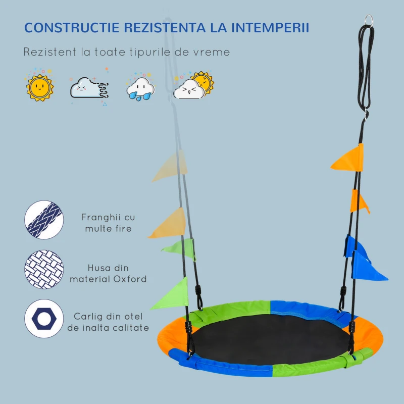 Outsunny Leagan Rotund Copii – Multicolor, pentru Interior & Exterior