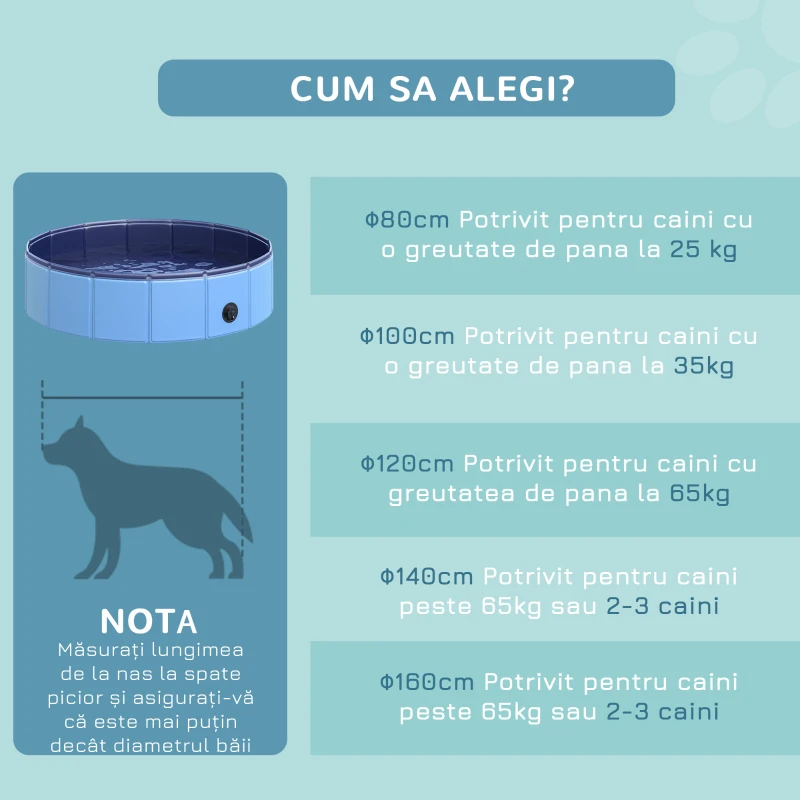 PawHut piscina pentru caini, pliabila, 80x20cm, albastra