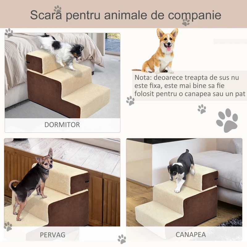 PawHut Scarisoara pentru Caini – 3 Trepte Moale & Antialunecare