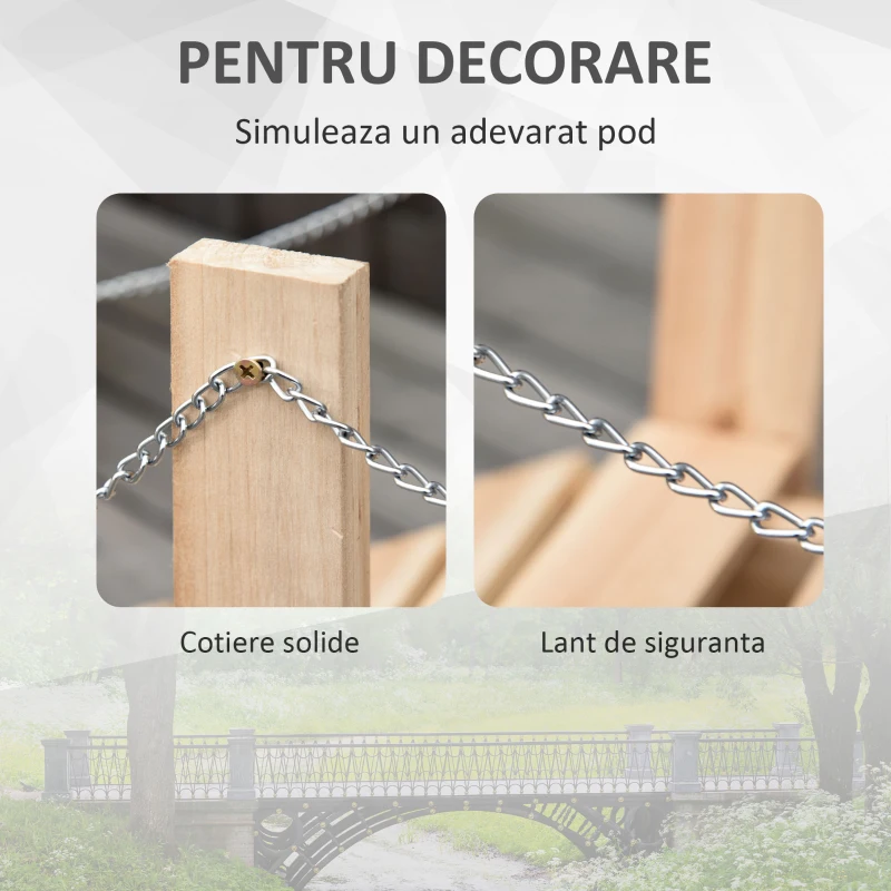 Outsunny Punte de Gradina in Lemn Impermeabil cu Pasarela Arcuita pentru Iaz