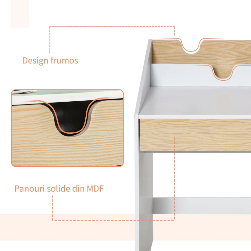 HomCom birou tip biblioteca, pentru copii, 70x50x75 cm, alb