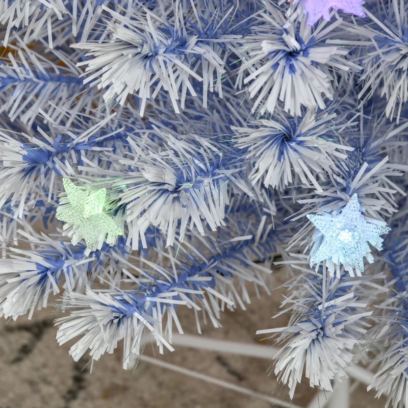 HOMCOM 6FT Artificial Fibre Optic Christmas Tree Seasonal Decoration w/ LED Lights Pre-Lit Easy Store White Blue