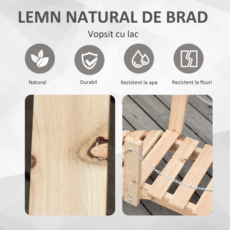 Outsunny Punte de Gradina in Lemn Impermeabil cu Pasarela Arcuita pentru Iaz