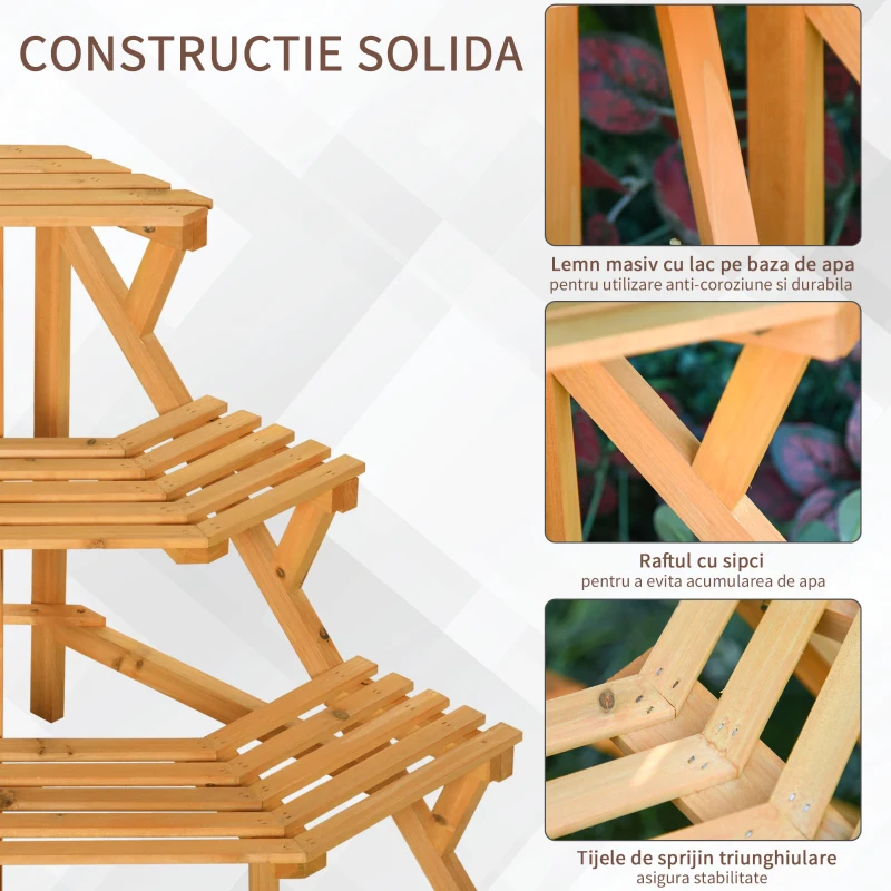 Outsunny suport ghivece, tip scara, 3 rafturi