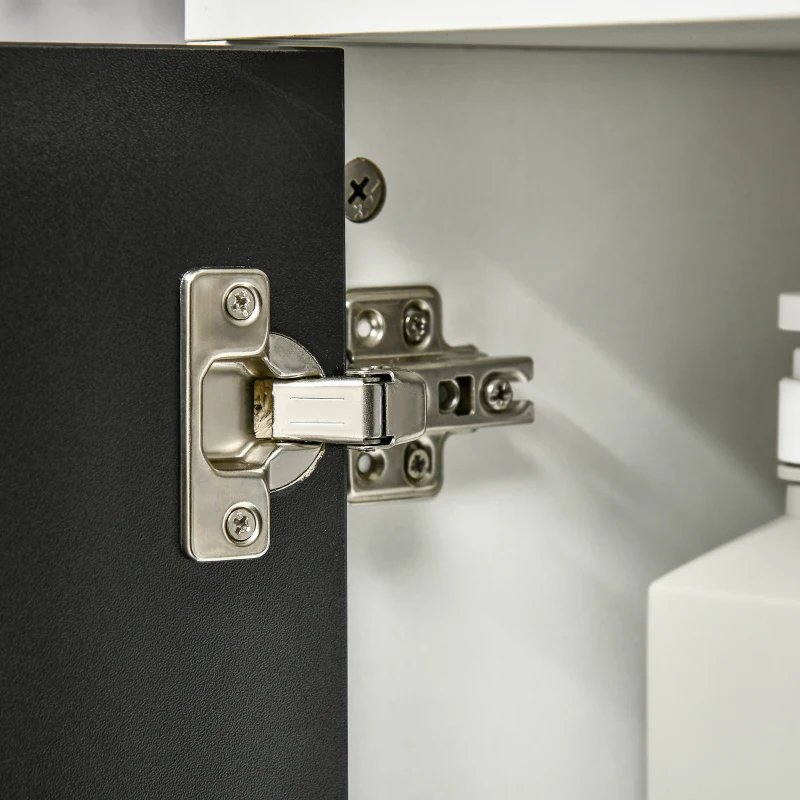 kleankin Modern Under Sink Storage Cabinet, Bathroom Sink Cabinet with Adjustable Shelf and Solid Wood Legs, U-Shape Cut, Black and White