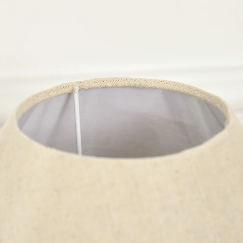 HOMCOM Nautical Style Table Lamp with Fabric Lampshade, Twisted Rope Bedside Lamp for Bedroom, Study Room, Living Room, Beige