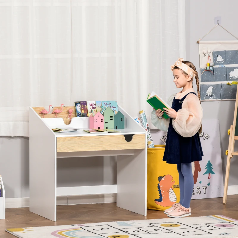 HomCom birou tip biblioteca, pentru copii, 70x50x75 cm, alb