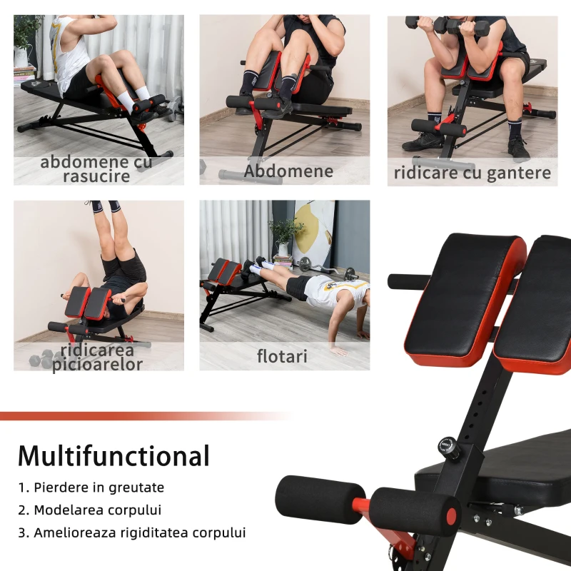 Homcom Banca Fitness Reglabila – Negru/Rosu pentru Antrenament Complet