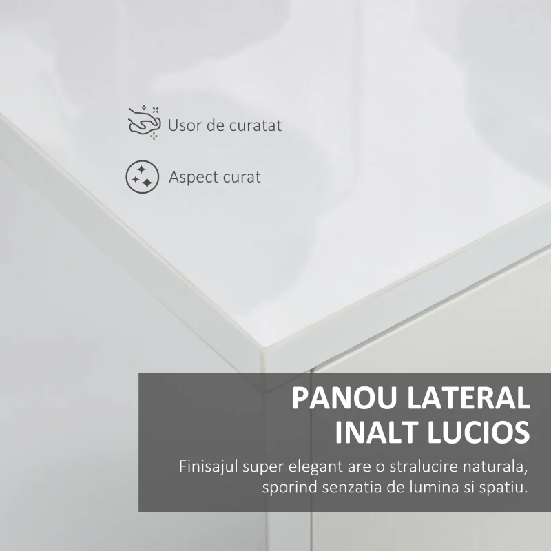 HOMCOM Dulap Multiuz 2 Sertare si 2 Compartimente cu usa Deschidere prin apasare, Alb