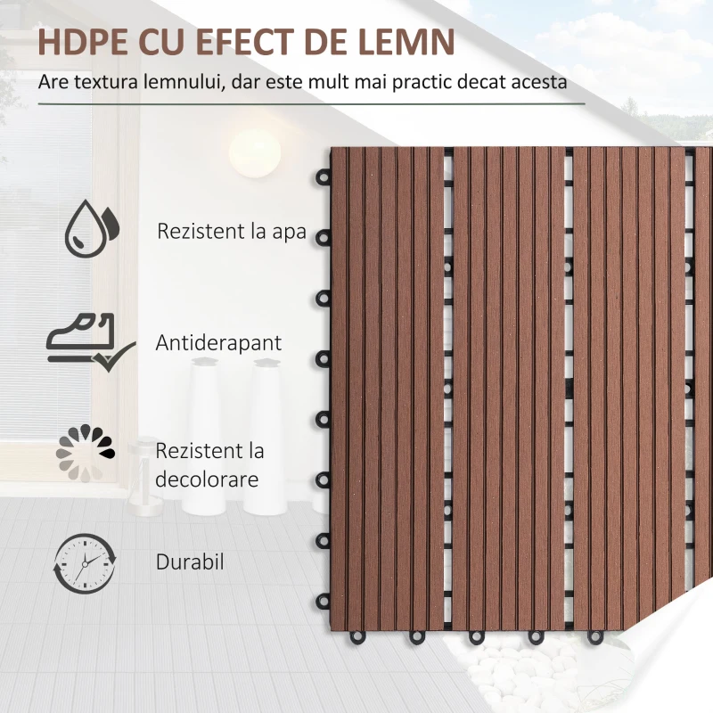 Outsunny set gresie de gradina, 30x30x2.2cm, maro
