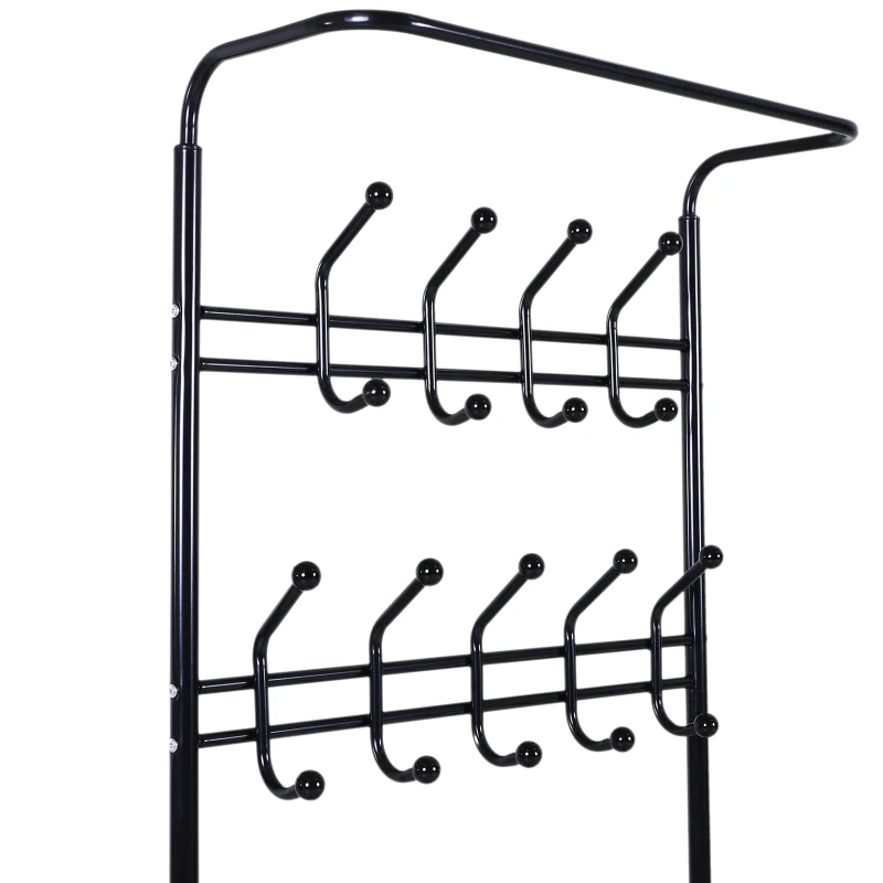 HOMCOM Portant vêtement Porte-Manteaux vestiaire d'entrée Style Contemporain Multi-rangements 67L x 30l x 185H cm Noir