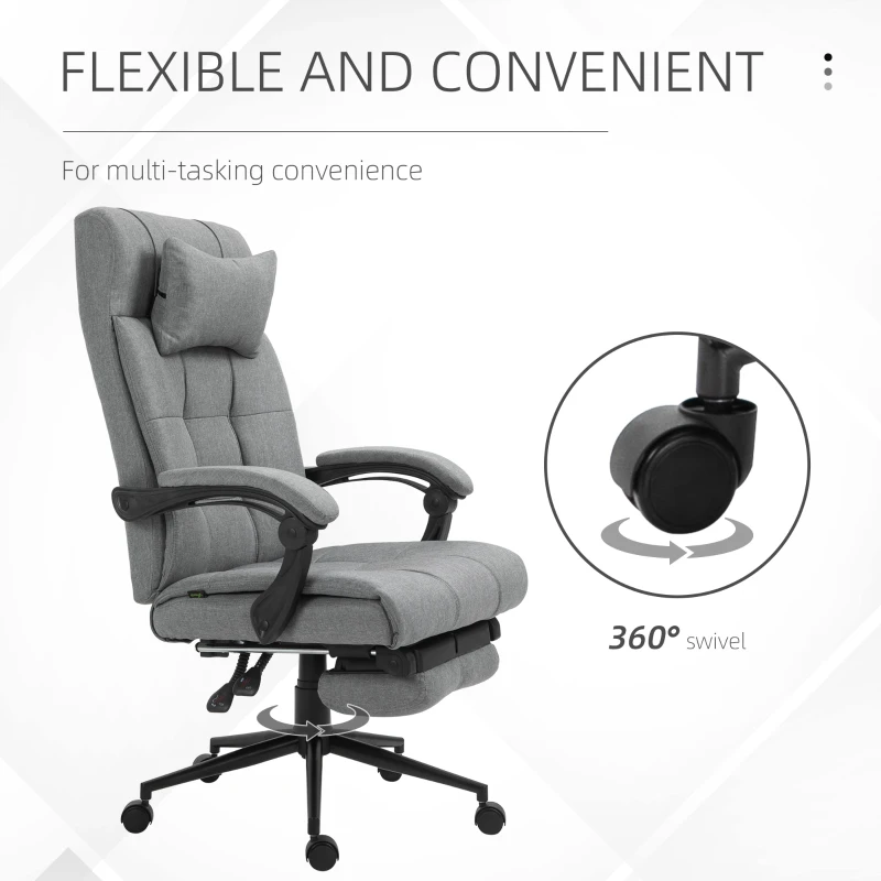 Vinsetto Ergonomic Office Chair w/Armrest Light Grey